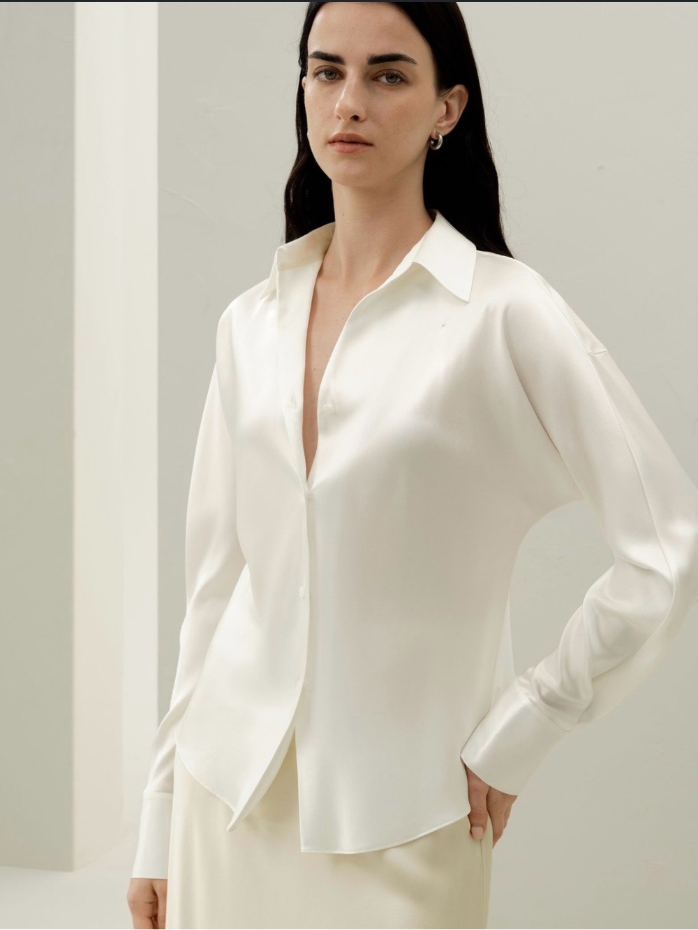camilla & marc Cream Satin-Look Button Blouse